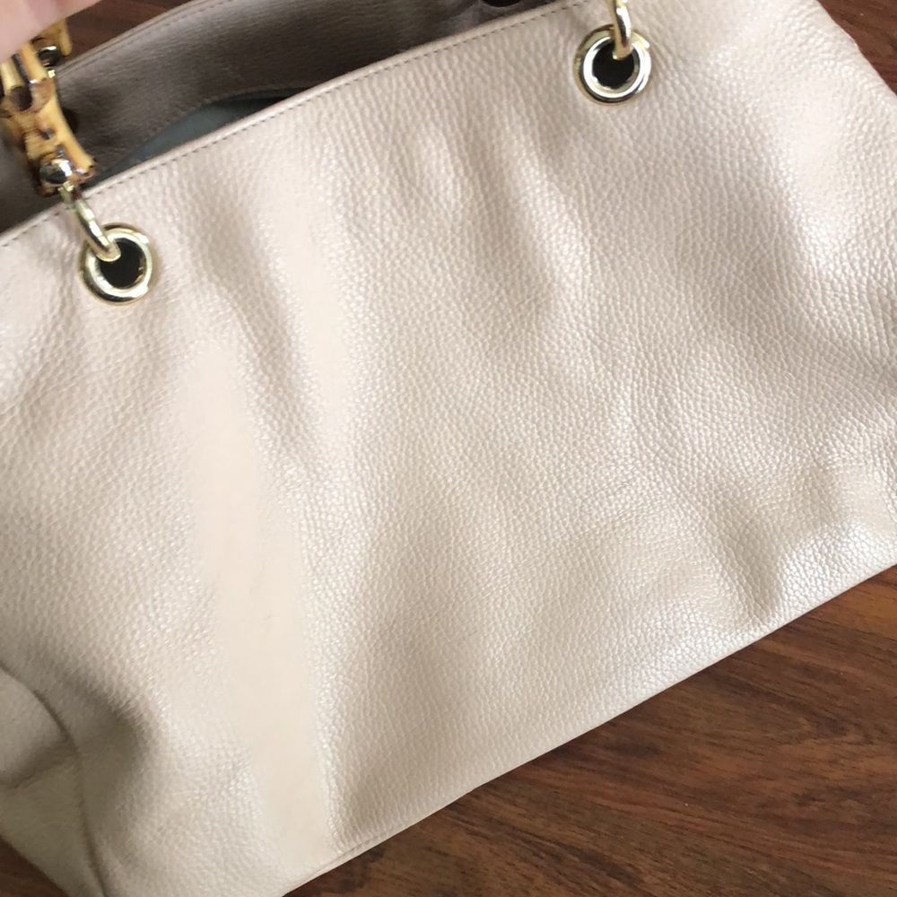 Mark & Graham Cream Satchel with Bamboo Handles - Picture 11 of 16